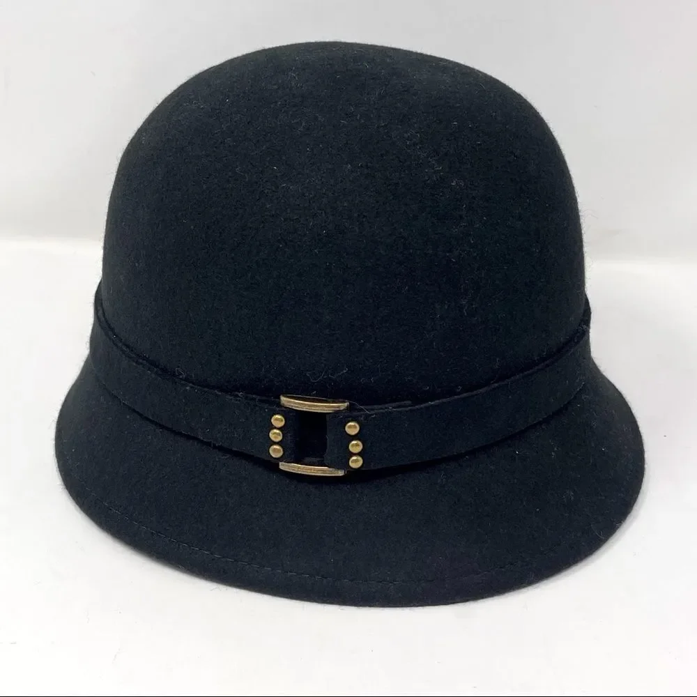 August 100% Wool Black Felt Cloche or Fedora
